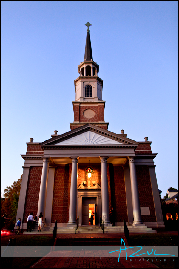 Photography of the First Presbyterian Church in Wilson perparing for a wedding.